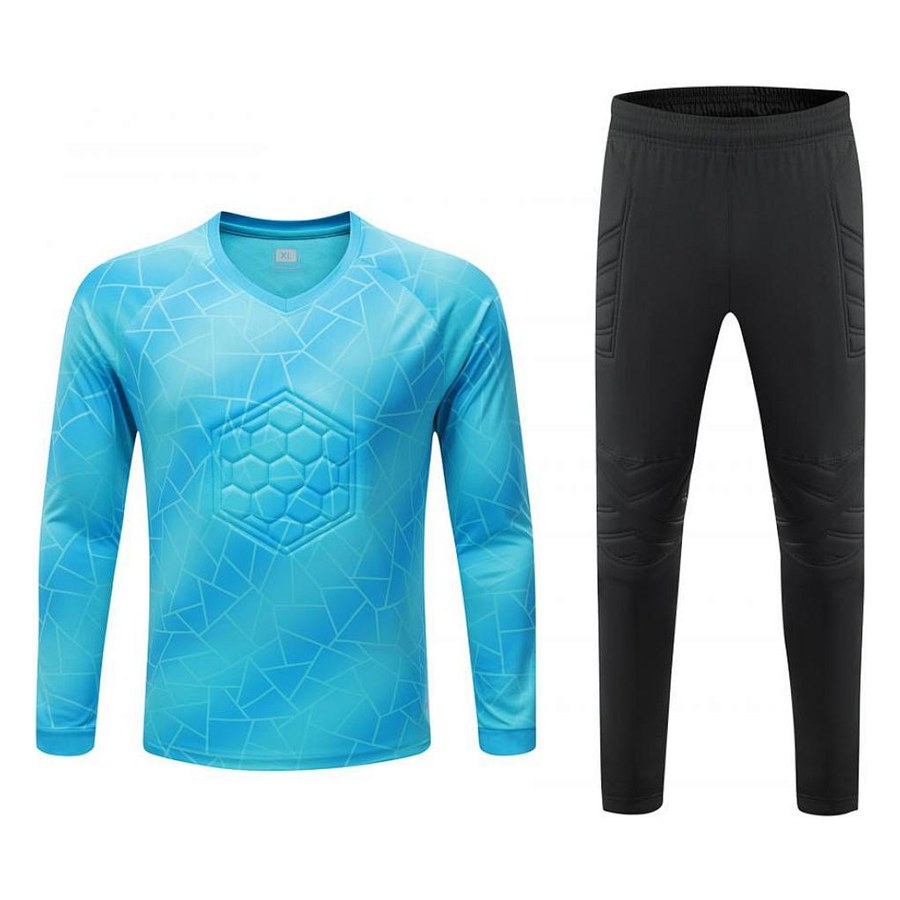 Blue keeper kit with long pants, angle 1