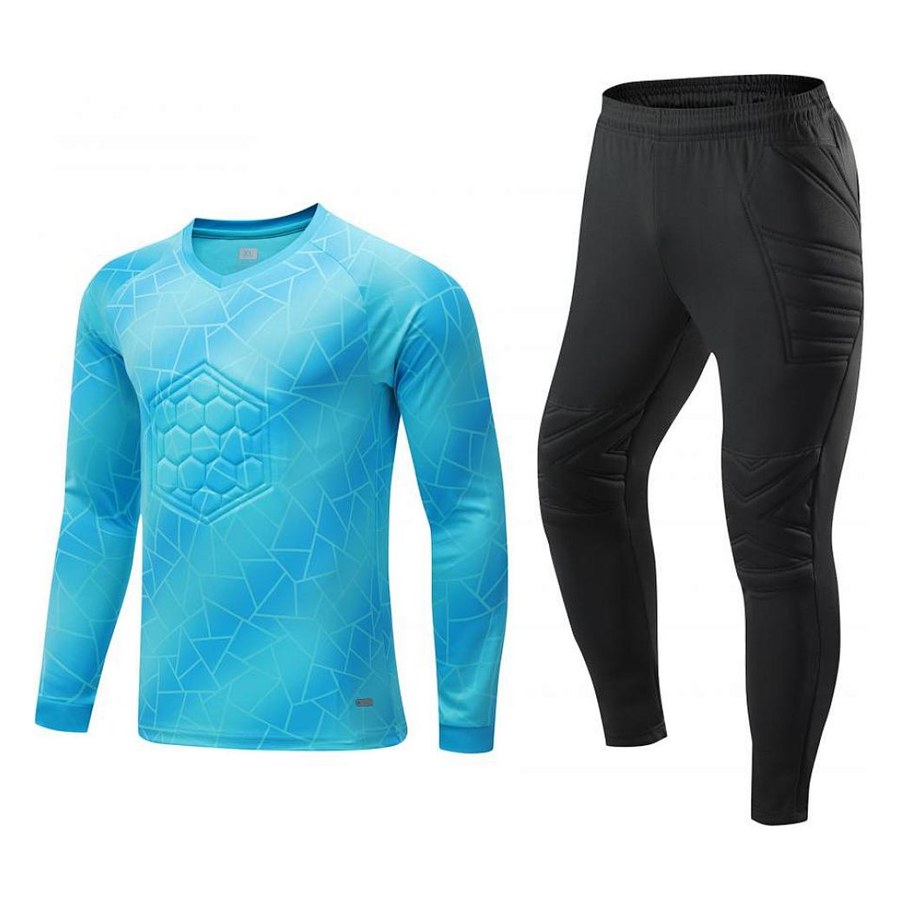 Blue keeper kit with long pants, angle 2