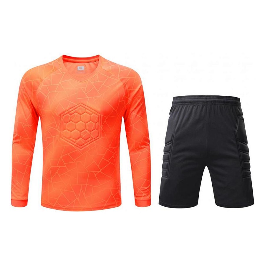 Orange keeper kit with shorts, angle 1