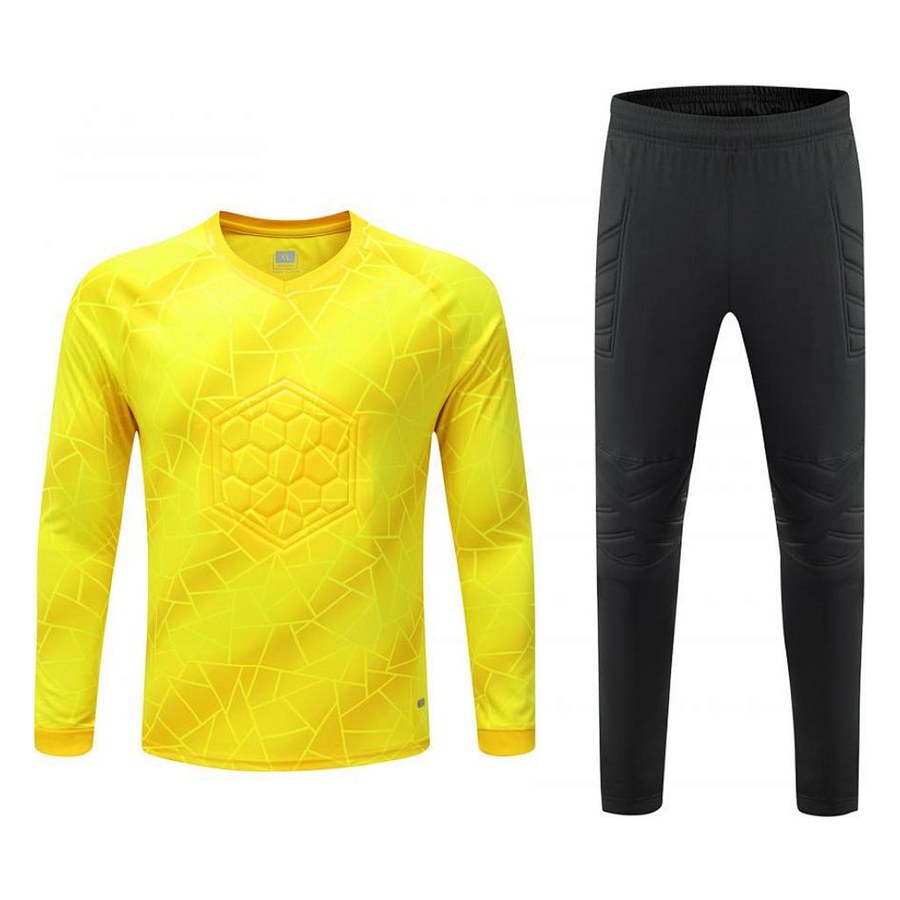 Yellow keeper kit with long pants, angle 1