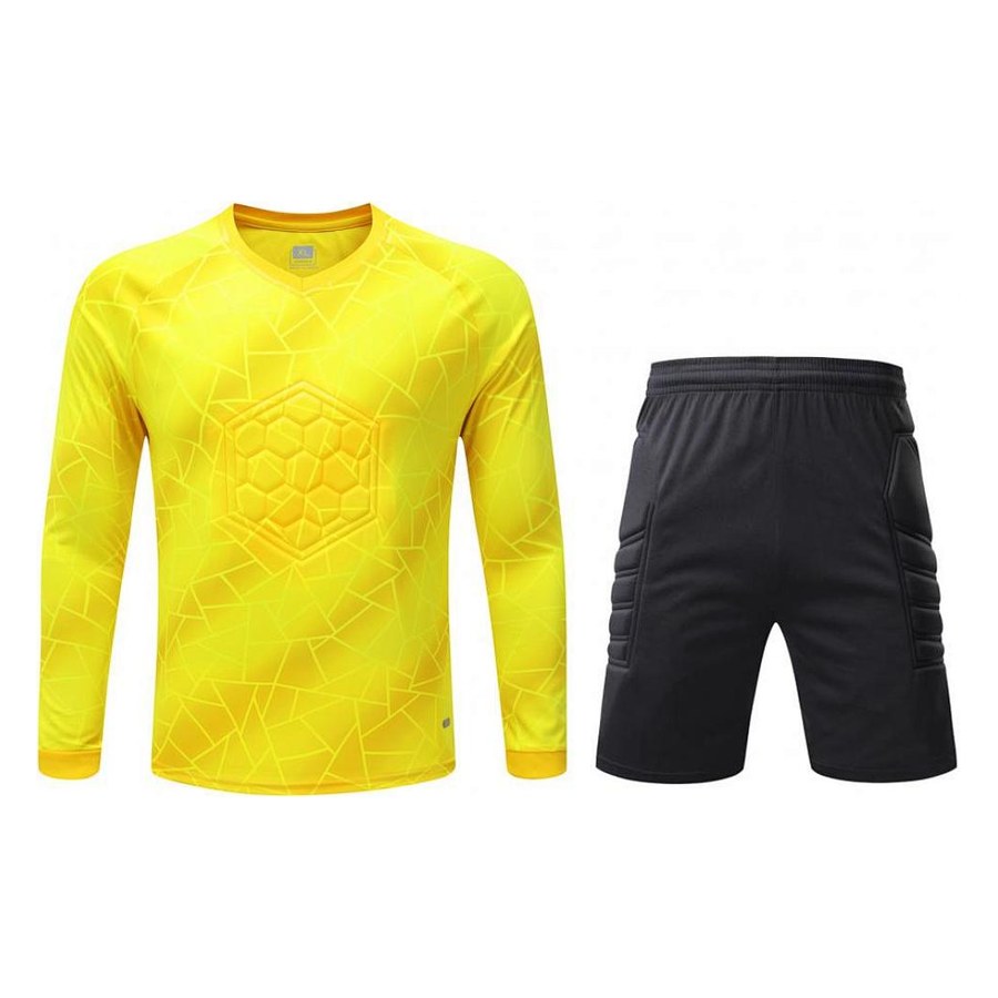 Yellow keeper kit with shorts, angle 1