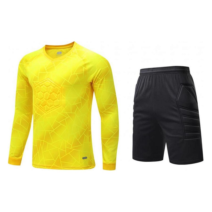 Yellow keeper kit with shorts, angle 2